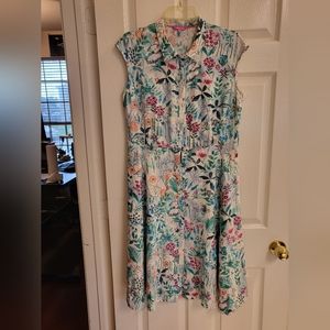 Joules Linen Floral Dress with Pockets
